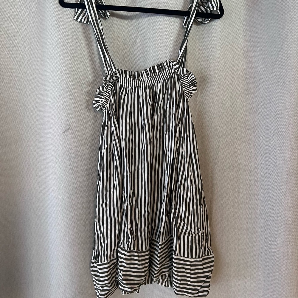 Faithfull the Brand green and white stripe dress.